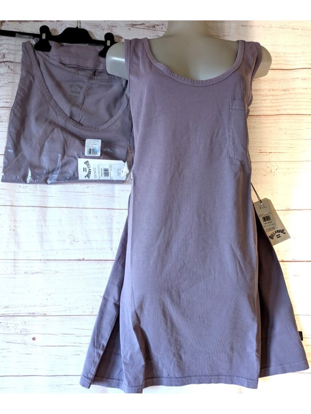 NWT 2 Billabong Women Basic Sleeveless T-Shirt Purple Tunic Loose Tank Top XXL